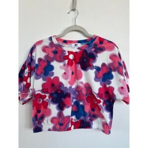 Juicy Couture Terry Cloth Floral Crop Short Sleeve Shirt, Size L, NWOT